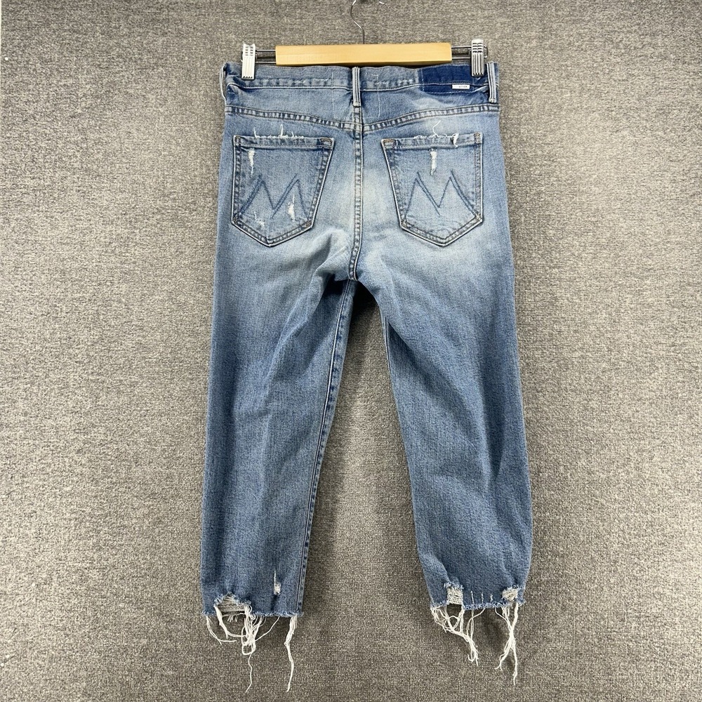 Mother The Almost Saint Cropped Jeans Women Size 25 Blue Denim Distressed - Picture 2 of 13